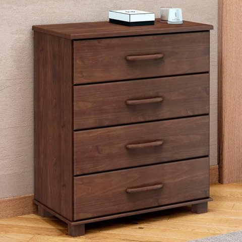 Cômoda para Quarto 85cm 4 Gavetas Pé Madeira Eduarda Café F07 - Mpozenato