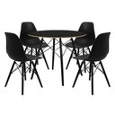 Ver imagem 2 de Conjunto Mesa Redonda Eames Black 90cm + 4 Cadeiras Eames Dsw Sala Cozinha Jantar - La Mobilia