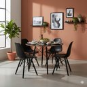 Ver imagem 1 de Conjunto Mesa Redonda Eames Black 90cm + 4 Cadeiras Eames Dsw Sala Cozinha Jantar - La Mobilia