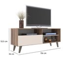 Ver imagem 3 de Rack de Tv até 55 Pol. Saragoça com 1 Porta - Nogueira / Off White