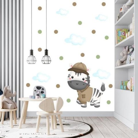 Adesivo kit infantil zebra fofa safari