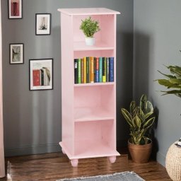 Estante Sevilha para Livros de Madeira 3 Prateleiras - Rosa Algodão Doce Laca - 2