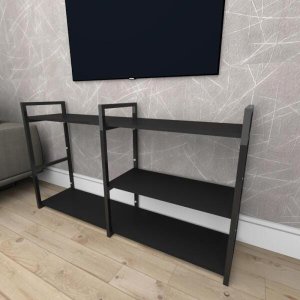 Rack Estilo Industrial - Aço Preto - Prateleiras 30cm - Modelo Ind14Prk
