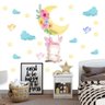 Adesivo kit infantil coelho fofo lua e flores - 1