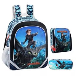 Kit Mochila Infantil Top Asas Como Treinar Seu Dragão Tam G - 1