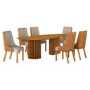 Ver imagem 1 de Mesa de Jantar 1,80x1,00m Orgânica Cinamomo com Kit 6 Cadeiras Belle Sintético Terracota e Linho