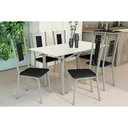 Ver imagem 1 de Conjunto: Mesa Sala Jantar Elba Tampo Madeirado C/ Vidro 160cm e 6 Cadeiras Florença Niquel/off