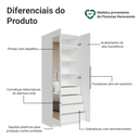 Ver imagem 3 de Guarda-Roupa Modulado 2 Portas com Espelho 4 Gavetas 4 Prateleiras Branco Neo Madesa