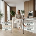 Ver imagem 4 de Banqueta Cozinha Média com Encosto Industrial Champanhe Kit 2 Londres PU Branco D03 - D'Rossi