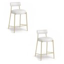 Ver imagem 6 de Banqueta Cozinha Média com Encosto Industrial Champanhe Kit 2 Londres PU Branco D03 - D'Rossi