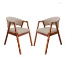 Ver imagem 1 de Kit 2 Cadeira Poltrona para Sala de Jantar Ravena em Madeira Castanho Suede Bege Ccs