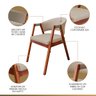 Kit 2 Cadeira Poltrona para Sala de Jantar Ravena em Madeira Castanho Suede Bege Ccs - 4
