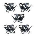 Ver imagem 1 de Kit 5 Conjuntos De Mesa Dobravel Com 4 Cadeiras De Madeira 70X70 Para Restaurante E Bar - Preto