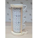Ver imagem 2 de Kit Jogo 4 Xicaras Café Chá Hotel 200ml Empilháveis com Suporte Pinus - Poá Coração Frases
