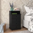 Ver imagem 1 de Mesa de Cabeceira Quarto Luxo II 4 Gavetas Preto - Rede Móveis