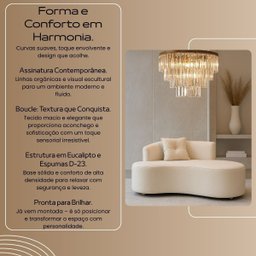 Namoradeira Orgânica Feijão Bouclé Off-white Sofá Curvo 2 Lugares - 4