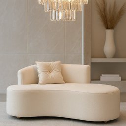 Namoradeira Orgânica Feijão Bouclé Off-white Sofá Curvo 2 Lugares - 1