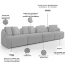 Ver imagem 3 de Sofá 5 Lugares para Sala de Estar Living 388cm Arlo F04 Bouclê Cinza Tc-10049 - Lyam Decor