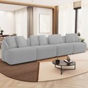 Ver imagem 1 de Sofá 5 Lugares para Sala de Estar Living 388cm Arlo F04 Bouclê Cinza Tc-10049 - Lyam Decor