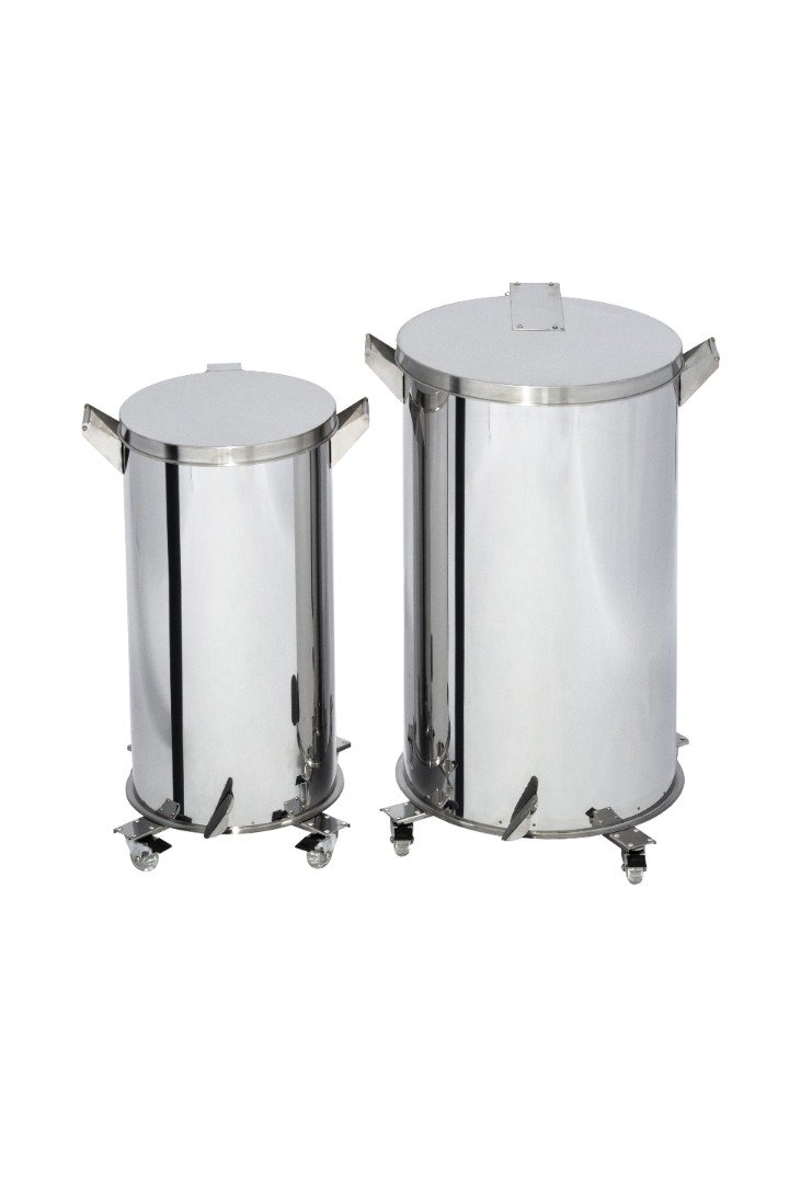 Lixeira Pedal, Rodízio e Alça 120l de Aço Inox - 6