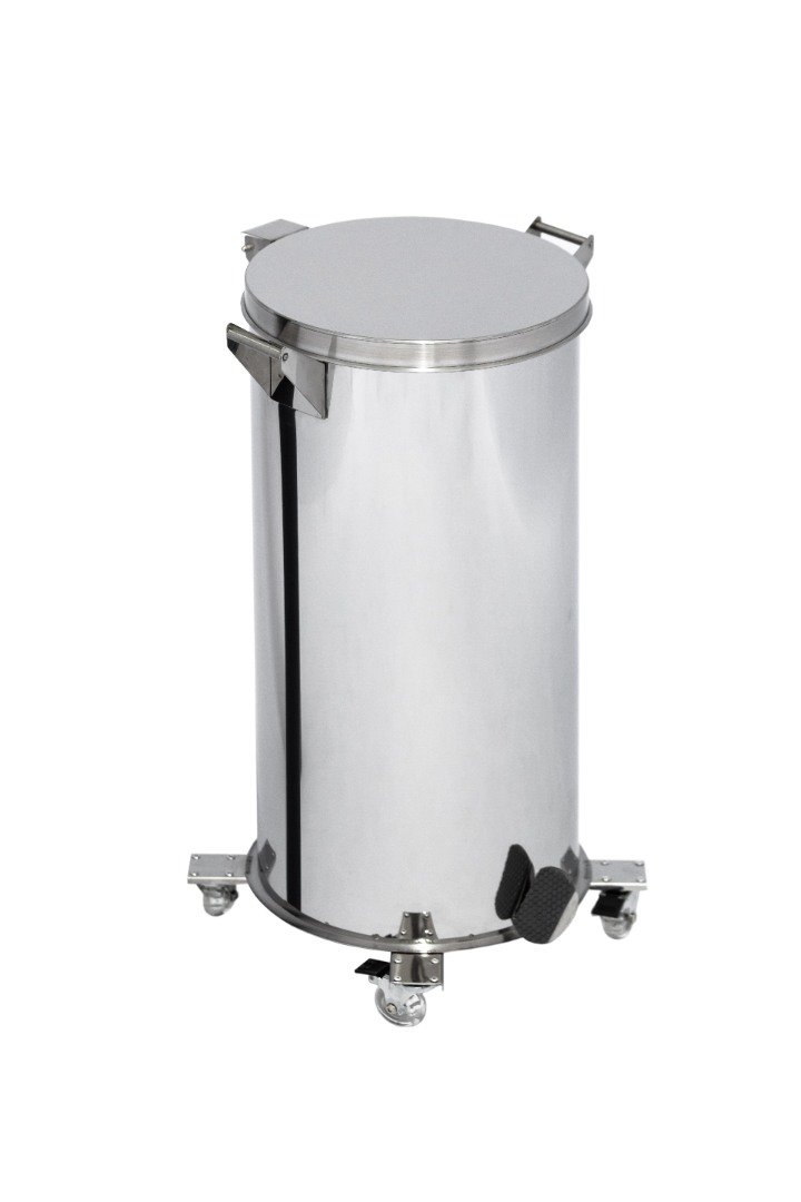 Lixeira Pedal, Rodízio e Alça 120l de Aço Inox