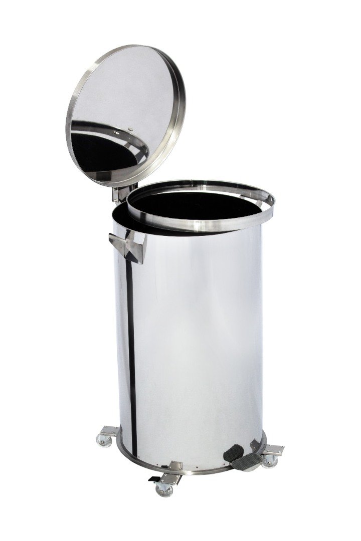 Lixeira Pedal, Rodízio e Alça 120l de Aço Inox - 2