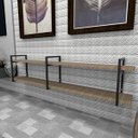 Ver imagem 1 de Aparador Industrial Aço Cor Preto 180x30x40cm (lxpxa) Cor Mdf Amadeirado Escuro Modelo Ind39aeapr
