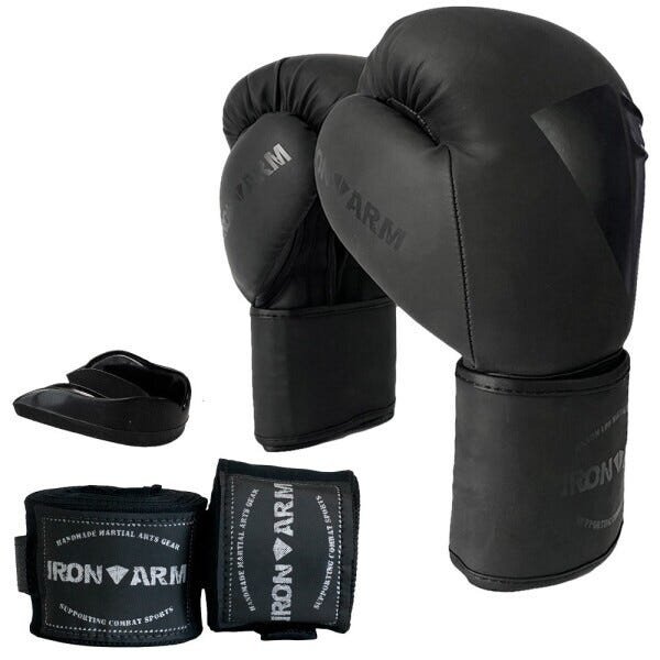 Luva Boxe Muay Thai Kit com Bandagem e Protetor Bucal Iron Arm