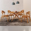 Ver imagem 1 de Sala de Jantar Mesa Ballare 135cm Tampo Laminado Redondo com 4 Cadeiras Solaris Gold