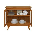 Ver imagem 3 de Aparador Multiuso Bar em Madeira 2 Portas em Tela Sextavada Maciça Vintage Retrô Reforçada Castanho