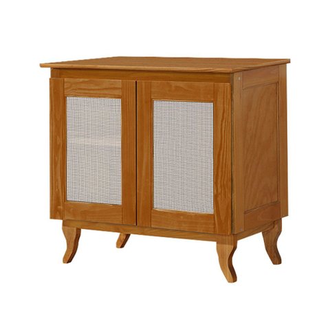 Aparador Multiuso Bar em Madeira 2 Portas em Tela Sextavada Maciça Vintage Retrô Reforçada Castanho