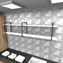 Prateleira Industrial para Lavanderia - Aço Preto - 180x30x40cm - Modelo Ind39 - 1