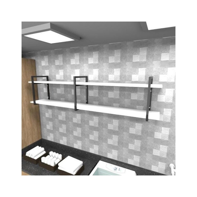 Prateleira Industrial para Lavanderia - Aço Preto - 180x30x40cm - Modelo Ind39