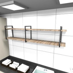 Prateleira Industrial para Lavanderia - Aço Preto - 180x30x40cm - Modelo Ind39 - 1
