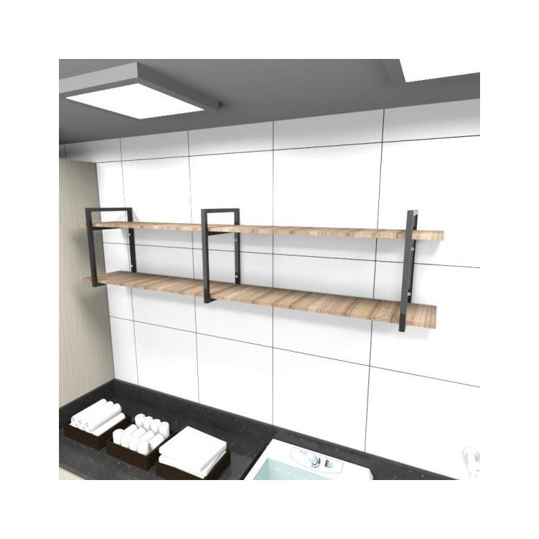 Prateleira Industrial para Lavanderia - Aço Preto - 180x30x40cm - Modelo Ind39