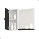 Ver imagem 4 de Jogo de Gabinete com Espelheira para Banheiro Natura 3 Portas 2 Prateleiras MDF 56cm Branco Preto