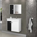 Ver imagem 1 de Jogo de Gabinete com Espelheira para Banheiro Natura 3 Portas 2 Prateleiras MDF 56cm Branco Preto