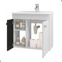 Ver imagem 2 de Jogo de Gabinete com Espelheira para Banheiro Natura 3 Portas 2 Prateleiras MDF 56cm Branco Preto