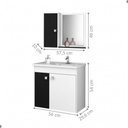 Ver imagem 5 de Jogo de Gabinete com Espelheira para Banheiro Natura 3 Portas 2 Prateleiras MDF 56cm Branco Preto