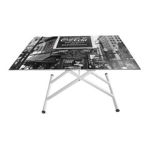 Mesa de Jantar Coca-cola em Vidro e Metal Landscape City Bar para B