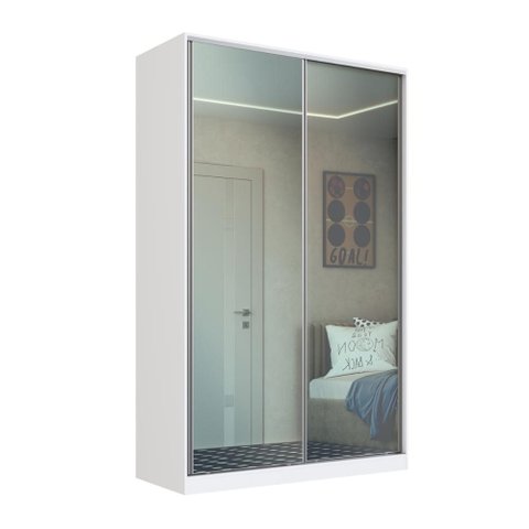 Guarda Roupa Solteiro Espelho 2 Portas de Correr Branco 147x59,8x235cm Rc2004 Emovell
