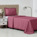 Ver imagem 3 de Kit Cobre Leito Elegance Solteiro Microfibra Colcha com Babado 2 Peças Pink