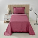 Ver imagem 2 de Kit Cobre Leito Elegance Solteiro Microfibra Colcha com Babado 2 Peças Pink