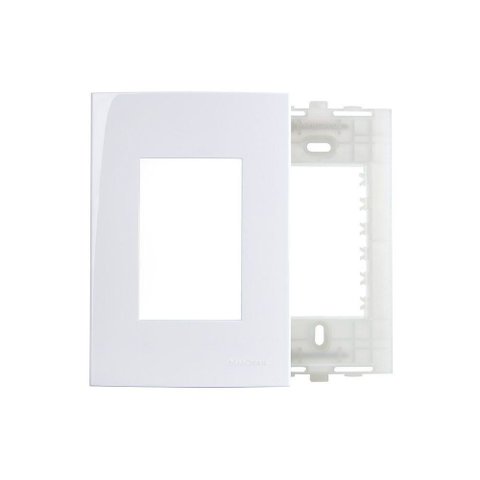 Placa com Suporte Margirius Sleek 4x2 para 3 Módulos Horizontais Branca