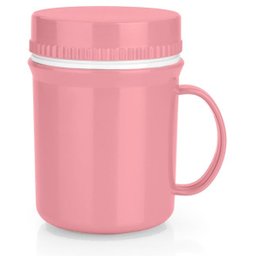 Caneca Térmica 400ml Com Alça Tampa Rosa Bebida Transporte - 1
