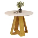 Ver imagem 2 de Mesa Kiara Redonda Cedro Off White com Kit 4 Cadeiras Yasmin Cedro Linho Granito-DJ Móveis