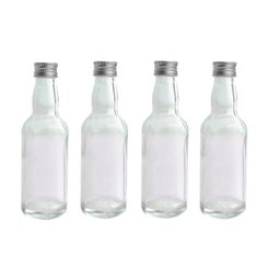100 Garrafinhas de Vidro 50Ml com Tampas de Alumínio Prata - 1