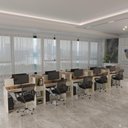 Ver imagem 6 de Estação de Trabalho 10 Lugares Smart Office 10 Mesas 8 Armários Livreiro - Off White e Cedro
