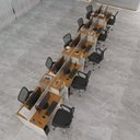 Ver imagem 1 de Estação de Trabalho 10 Lugares Smart Office 10 Mesas 8 Armários Livreiro - Off White e Cedro