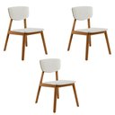 Ver imagem 1 de Kit 3 Cadeiras Decorativas Sala de Jantar Madeira Maciça Lang Linho Off White/Freijó - Gran Belo